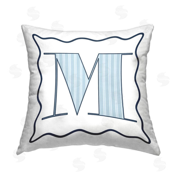 stupell industries Stupell Studio | Blue M Striped Letter Printed Throw Pillow