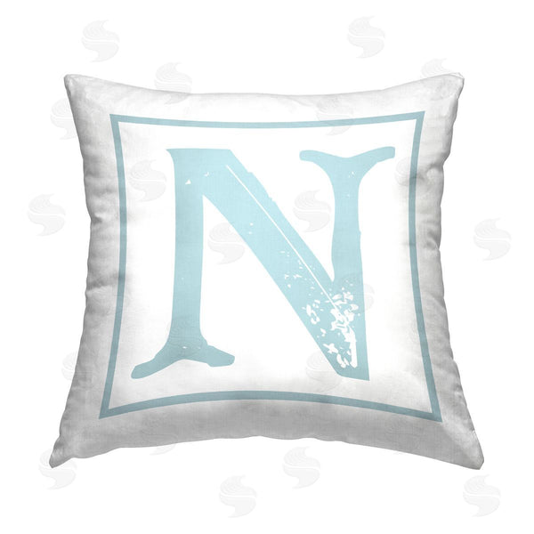 stupell industries Stupell Studio | Blue N Initial Printed Throw Pillow