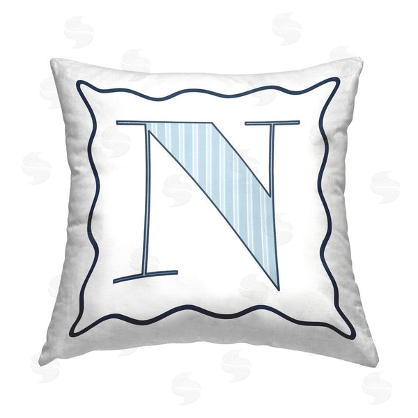stupell industries Stupell Studio | Blue N Patterned Initial Printed Throw Pillow