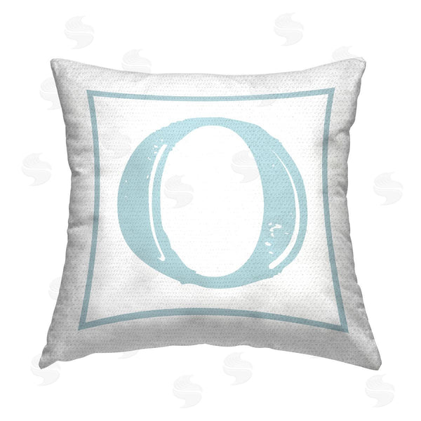 Stupell Industries Stupell Studio | Blue O Initial Letter Printed Throw Pillow