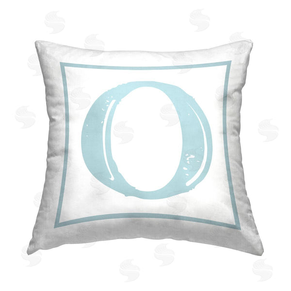 stupell industries Stupell Studio | Blue O Initial Letter Printed Throw Pillow