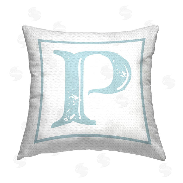 Stupell Industries Stupell Studio | Blue P Alphabet Printed Throw Pillow