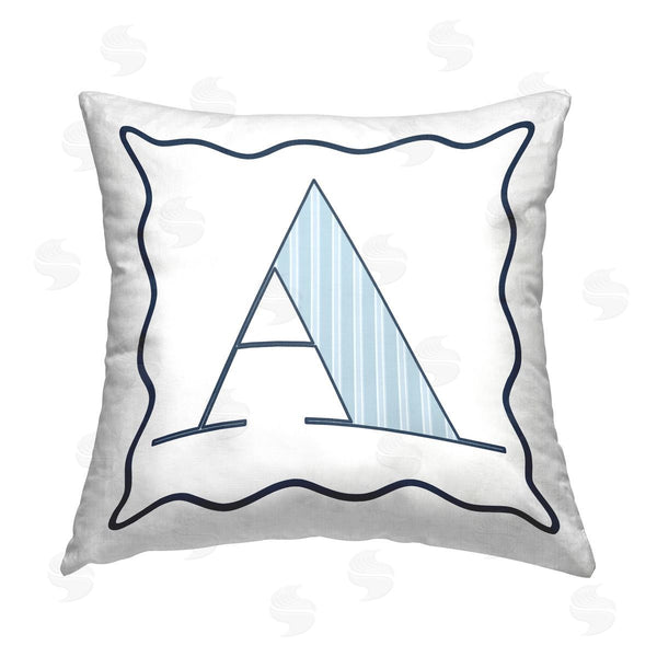 stupell industries Stupell Studio | Blue Patterned A Initial Printed Throw Pillow