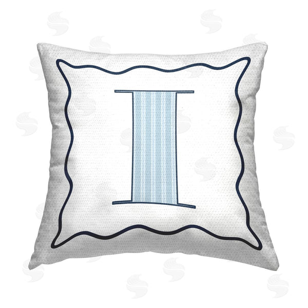 Stupell Industries Stupell Studio | Blue Patterned I Letter Printed Throw Pillow