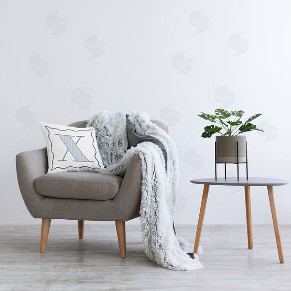 Stupell Industries Stupell Studio | Blue Patterned Letter X Printed Throw Pillow