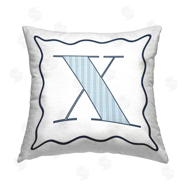 Stupell Industries Stupell Studio | Blue Patterned Letter X Printed Throw Pillow