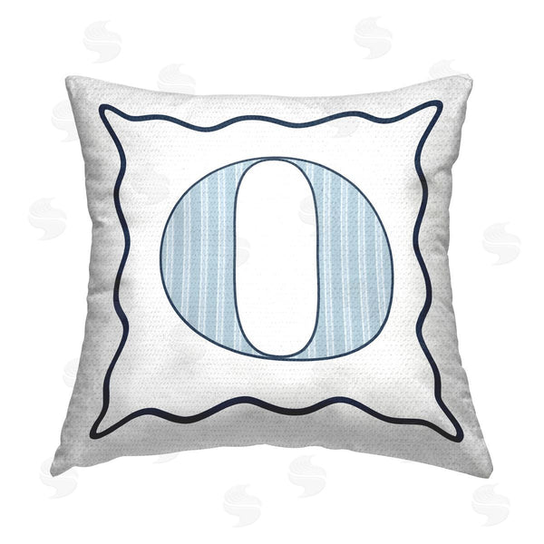 Stupell Industries Stupell Studio | Blue Patterned O Initial Printed Throw Pillow
