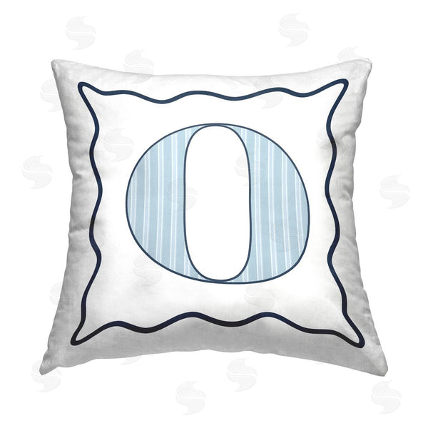 stupell industries Stupell Studio | Blue Patterned O Initial Printed Throw Pillow