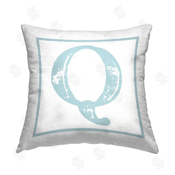 Stupell Industries Stupell Studio | Blue Q Letter Initial Printed Throw Pillow