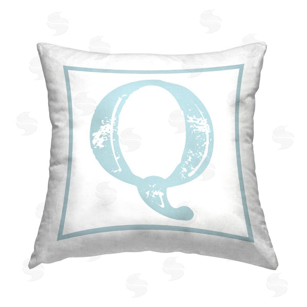 stupell industries Stupell Studio | Blue Q Letter Initial Printed Throw Pillow