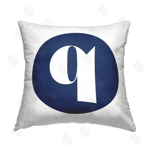 Stupell Industries Stupell Studio | Blue Q Lowercase Initial Printed Throw Pillow