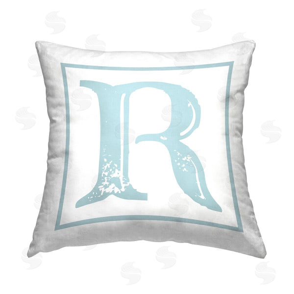 stupell industries Stupell Studio | Blue R Initial Letter Printed Throw Pillow