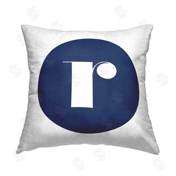 Stupell Industries Stupell Studio | Blue R Letter Initial Printed Throw Pillow