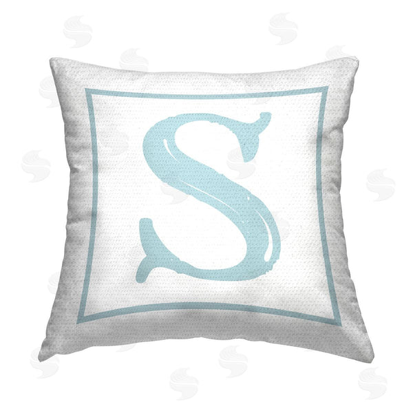 Stupell Industries Stupell Studio | Blue S Alphabet Initial Printed Throw Pillow