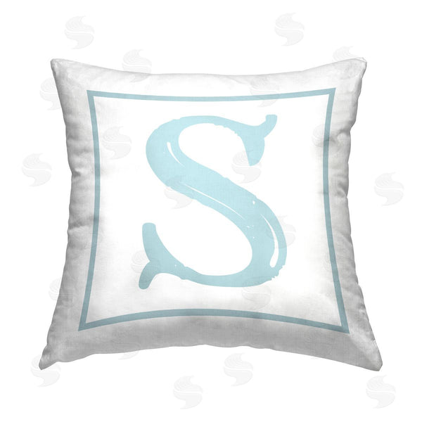 stupell industries Stupell Studio | Blue S Alphabet Initial Printed Throw Pillow