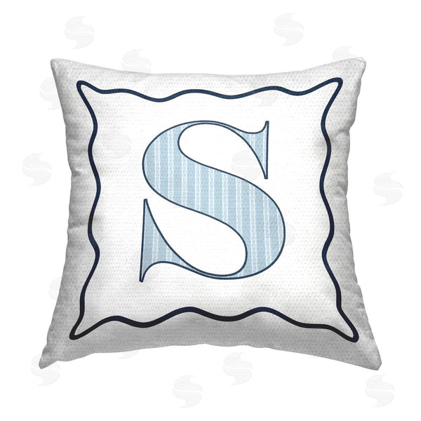 Stupell Industries Stupell Studio | Blue S Striped Initial Printed Throw Pillow