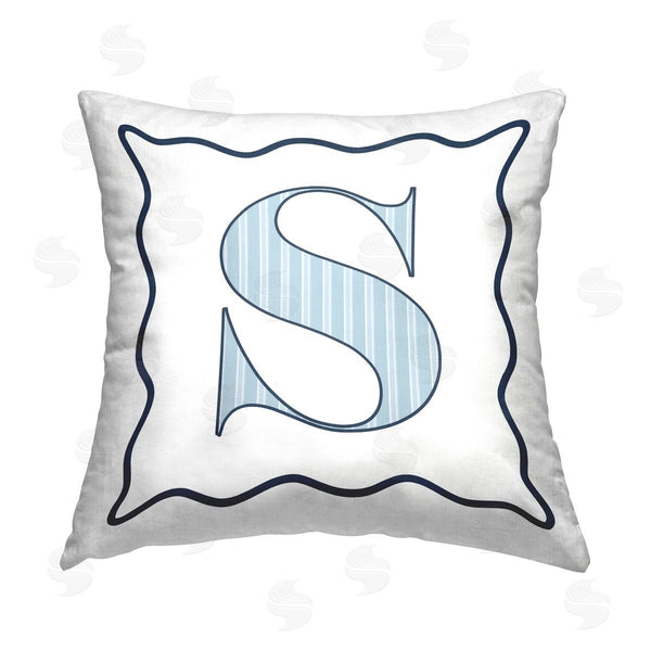 stupell industries Stupell Studio | Blue S Striped Initial Printed Throw Pillow