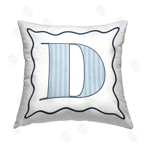 Stupell Industries Stupell Studio | Blue Striped D Letter Printed Throw Pillow