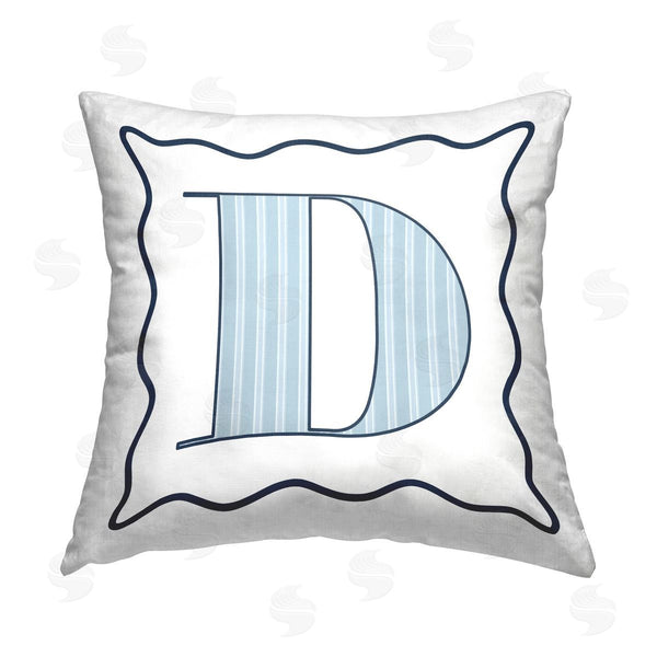 stupell industries Stupell Studio | Blue Striped D Letter Printed Throw Pillow