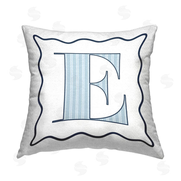 Stupell Industries Stupell Studio | Blue Striped E Initial Printed Throw Pillow