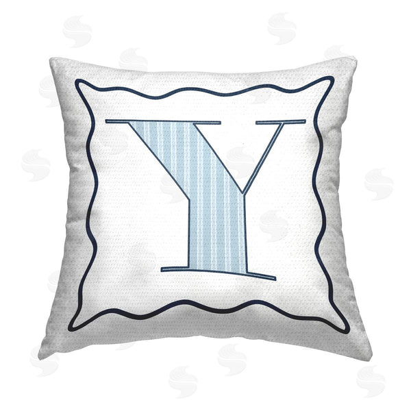 Stupell Industries Stupell Studio | Blue Striped Letter Y Printed Throw Pillow