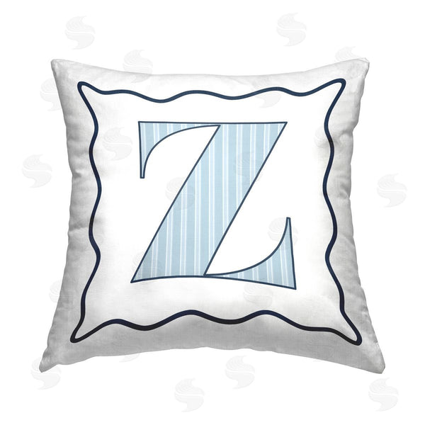 stupell industries Stupell Studio | Blue Striped Letter Z Printed Throw Pillow