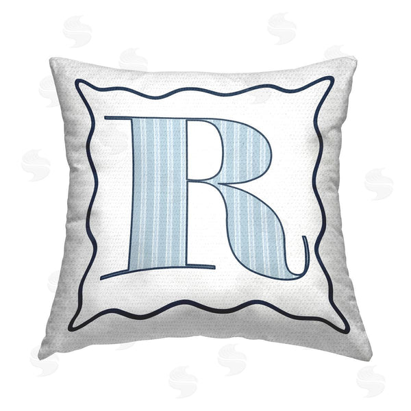 Stupell Industries Stupell Studio | Blue Striped R Letter Printed Throw Pillow