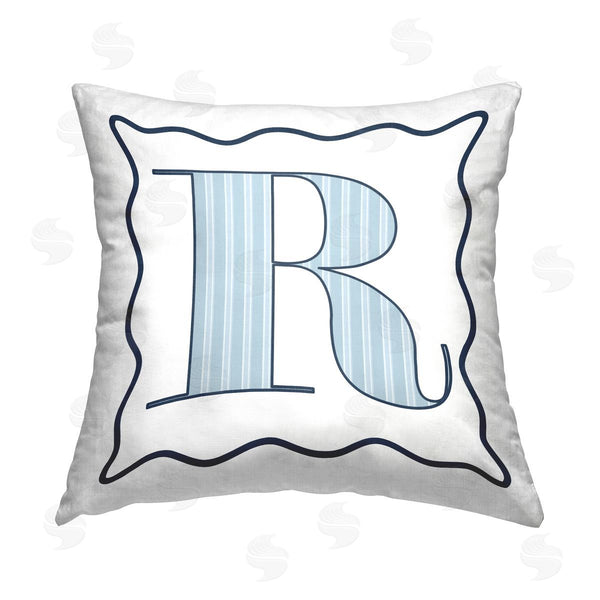 stupell industries Stupell Studio | Blue Striped R Letter Printed Throw Pillow