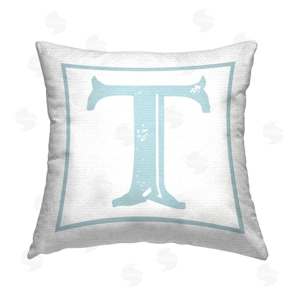 Stupell Industries Stupell Studio | Blue T Letter Initial Printed Throw Pillow