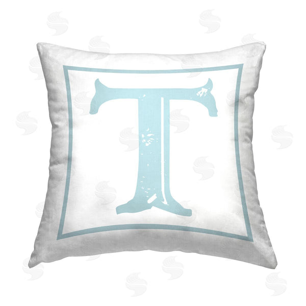 stupell industries Stupell Studio | Blue T Letter Initial Printed Throw Pillow