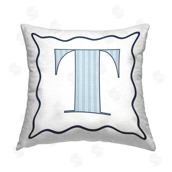 Stupell Industries Stupell Studio | Blue T Striped Letter Printed Throw Pillow
