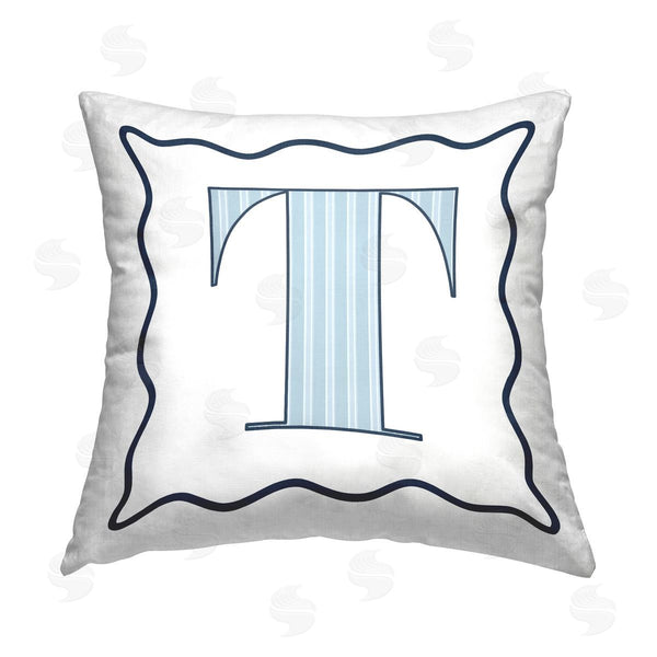 stupell industries Stupell Studio | Blue T Striped Letter Printed Throw Pillow