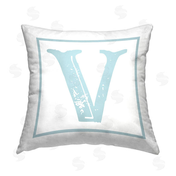 stupell industries Stupell Studio | Blue V Letter Initial Printed Throw Pillow