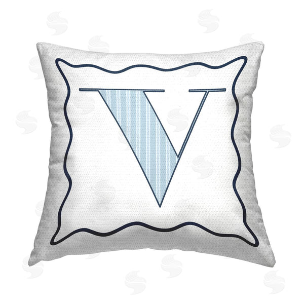 Stupell Industries Stupell Studio | Blue V Patterned Letter Printed Throw Pillow