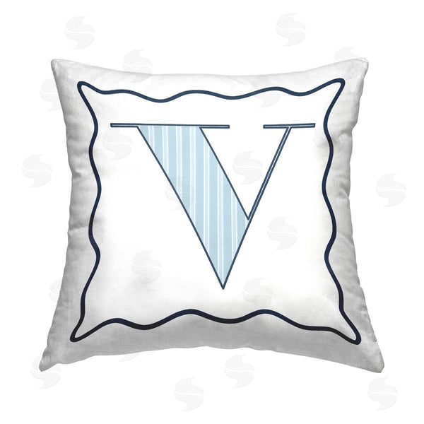 stupell industries Stupell Studio | Blue V Patterned Letter Printed Throw Pillow