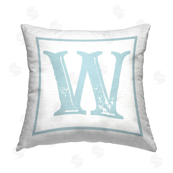 Stupell Industries Stupell Studio | Blue W Initial Letter Printed Throw Pillow