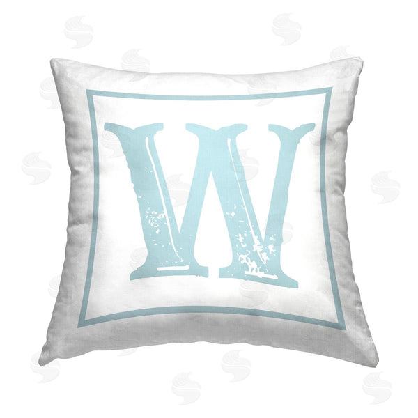 stupell industries Stupell Studio | Blue W Initial Letter Printed Throw Pillow