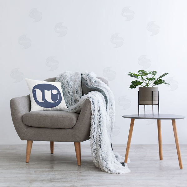 Stupell Industries Stupell Studio | Blue W Name Initial Printed Throw Pillow