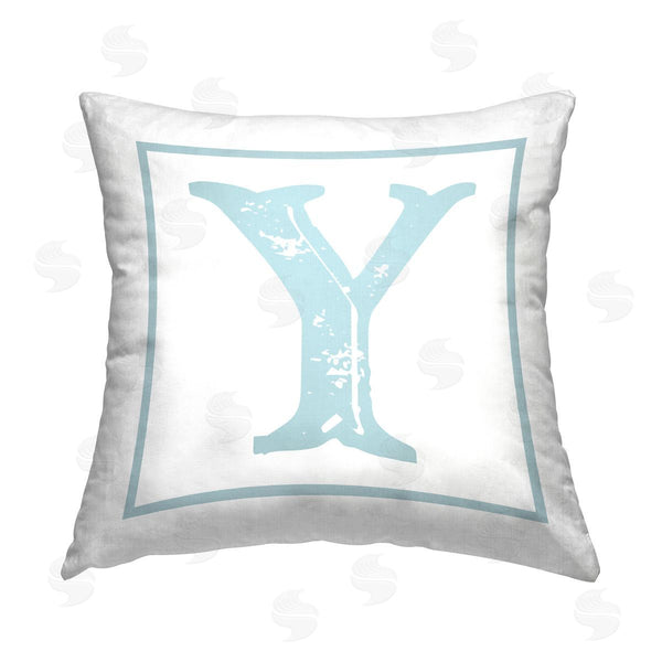 stupell industries Stupell Studio | Blue Y Alphabet Initial Printed Throw Pillow