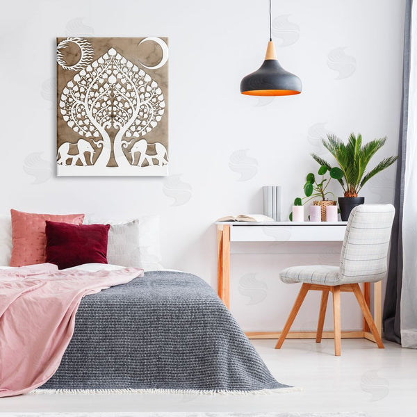 Stupell Industries Stupell Studio | Boho Elephants Tree Of Life Abstract Sun Moon Wall Art