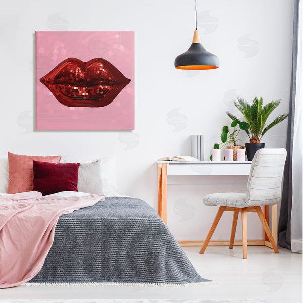 Stupell Industries Stupell Studio | Bold Pink & Red Lips Disco Pattern Wall Art