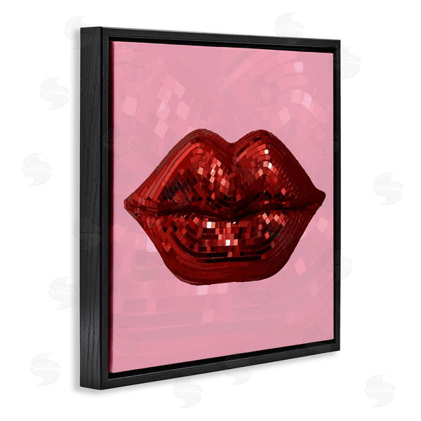 Stupell Industries Stupell Studio | Bold Pink & Red Lips Disco Pattern Wall Art
