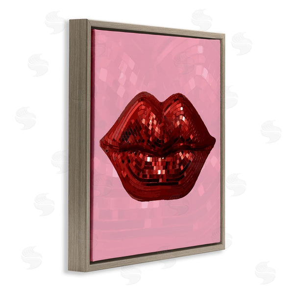 Stupell Industries Stupell Studio | Bold Pink & Red Lips Disco Pattern Wall Art