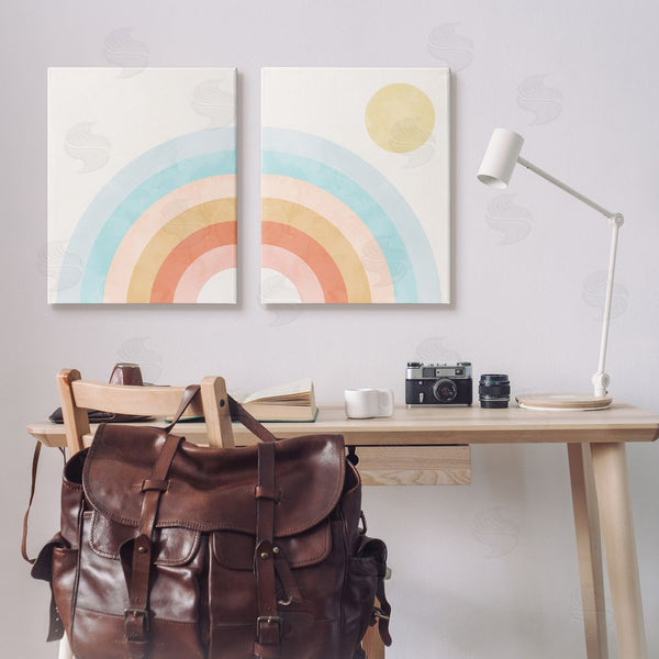 Stupell Industries Stupell Studio | Bold Summer Sun Rainbow Soft Pastel Tones Wall Art