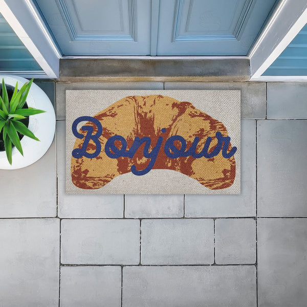 Stupell Industries Stupell Studio | Bonjour Baked Croissant Faux Sisal Door Mat