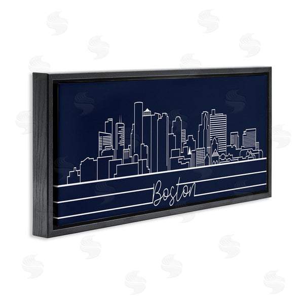 Stupell Industries Stupell Studio | Boston City Skyline Outline Deep Blue White