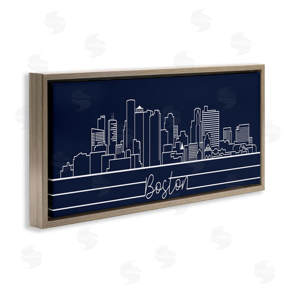 Stupell Industries Stupell Studio | Boston City Skyline Outline Deep Blue White