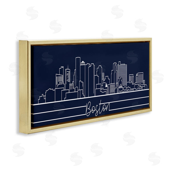 Stupell Industries Stupell Studio | Boston City Skyline Outline Deep Blue White