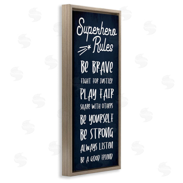 Stupell Industries Stupell Studio | Brave Superhero Rules Kid's Blue Motivational List Wall Art