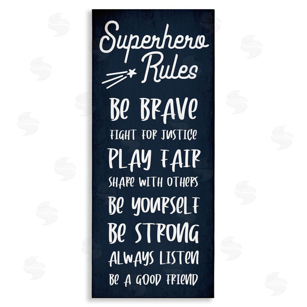 stupell industries Stupell Studio | Brave Superhero Rules Kid's Blue Motivational List Wall Art